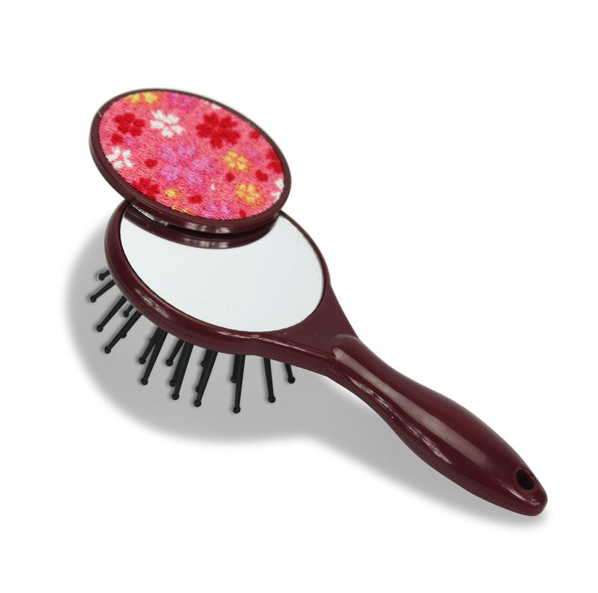 Small Japanese Style Hairbrush with Make-up Mirror - farangshop-co