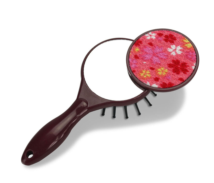 Small Japanese Style Hairbrush with Make-up Mirror - farangshop-co