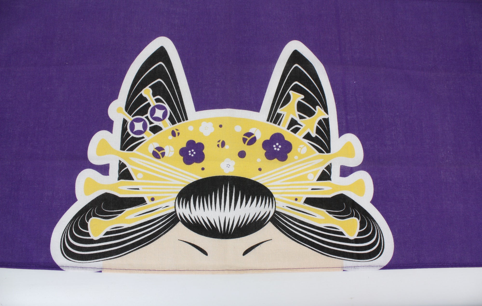 Japanese Head Covering Cloth, Oiran Style, 87cm x 35cm Bandana Style Cotton Hand Towel - farangshop-co
