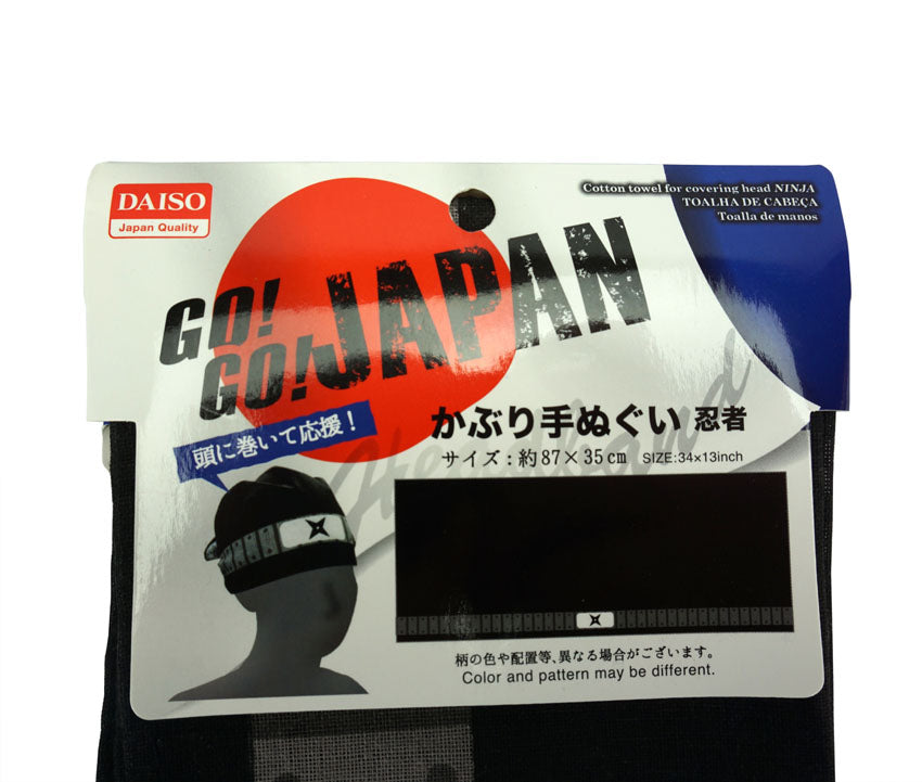 Japanese Head Covering Cloth, Ninja Style, 87cm x 35cm Bandana Style Cotton Hand Towel - farangshop-co