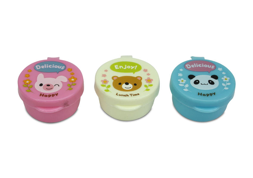 Cute Japanese Lidded Pots for Kids Bento Box Lunch - 3 Animal Designs Pack - farangshop-co
