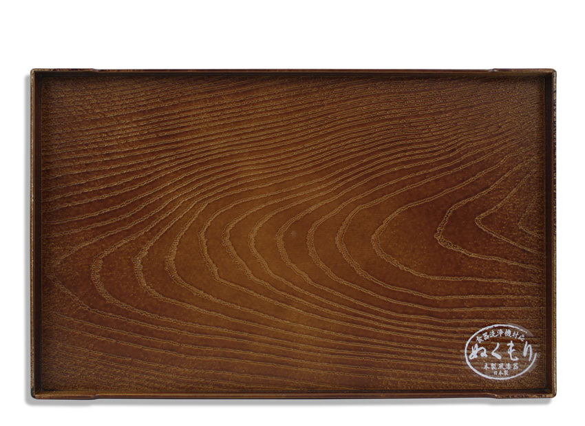 Japanese Lacquer Serving Tray, Simulated wood grain Design, 25.3cm, for Tea, Sake, Sushi, Sashimi - farangshop-co