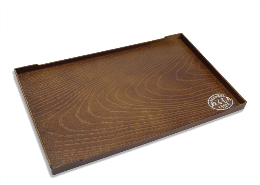 Japanese Lacquer Serving Tray, Simulated wood grain Design, 25.3cm, for Tea, Sake, Sushi, Sashimi - farangshop-co