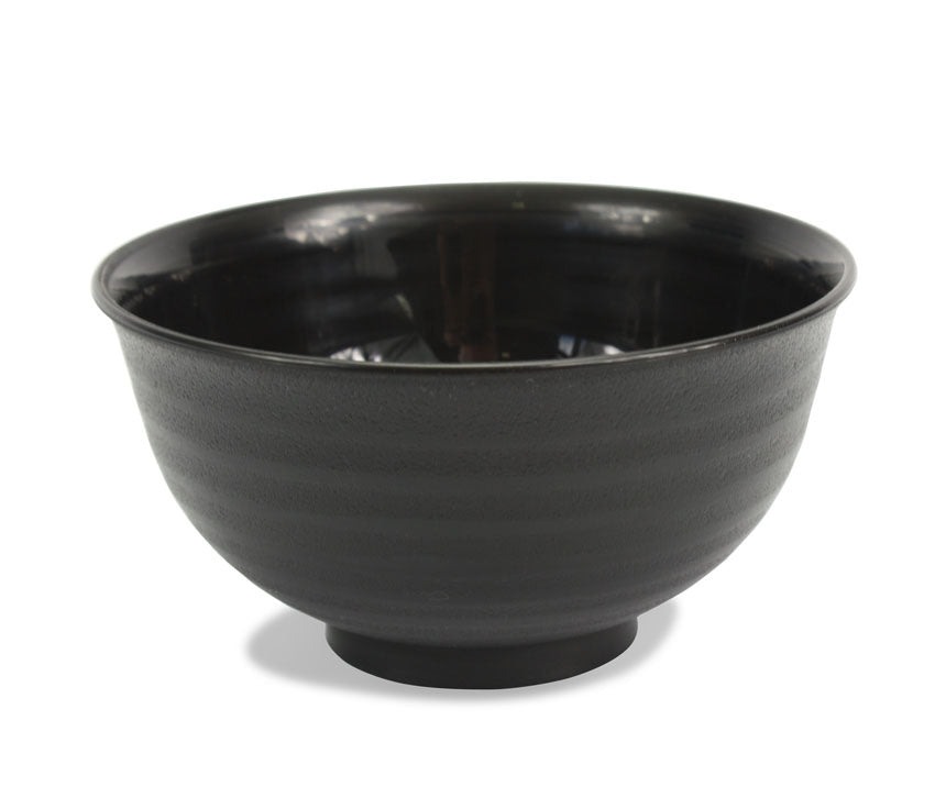 Japanese Lacquer Food Bowl, Noodle Bowl, Ridged Black exterior - farangshop-co