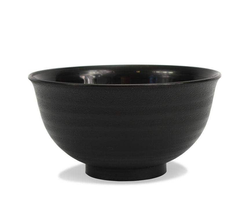 Japanese Lacquer Food Bowl, Noodle Bowl, Ridged Black exterior - farangshop-co
