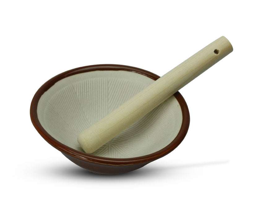 Japanese Mini Mortar and Pestle Set, 10cm. Suribachi. - farangshop-co