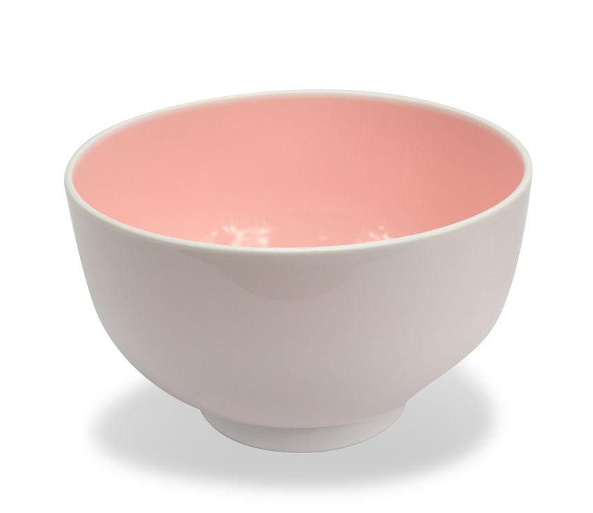 Japanese Food Bowl, Noodle Bowl, White with Rose Pink Interior, 13.6cm - farangshop-co