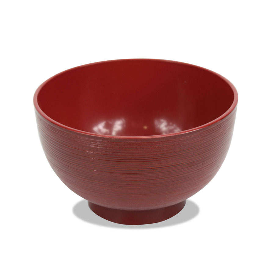 Japanese Lacquer Rice Bowl, Red Bamboo Design, 11.2cm - farangshop-co
