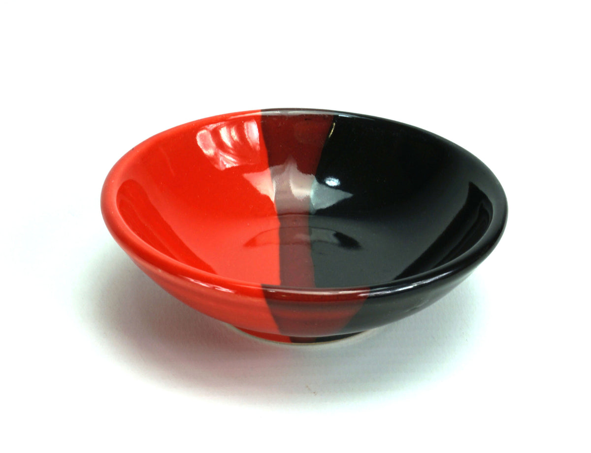 Japanese style Sushi Sashimi Soy Sauce Dipping Tray, Condiment Dish, Gloss dipped red glaze, Set of 4. - farangshop-co