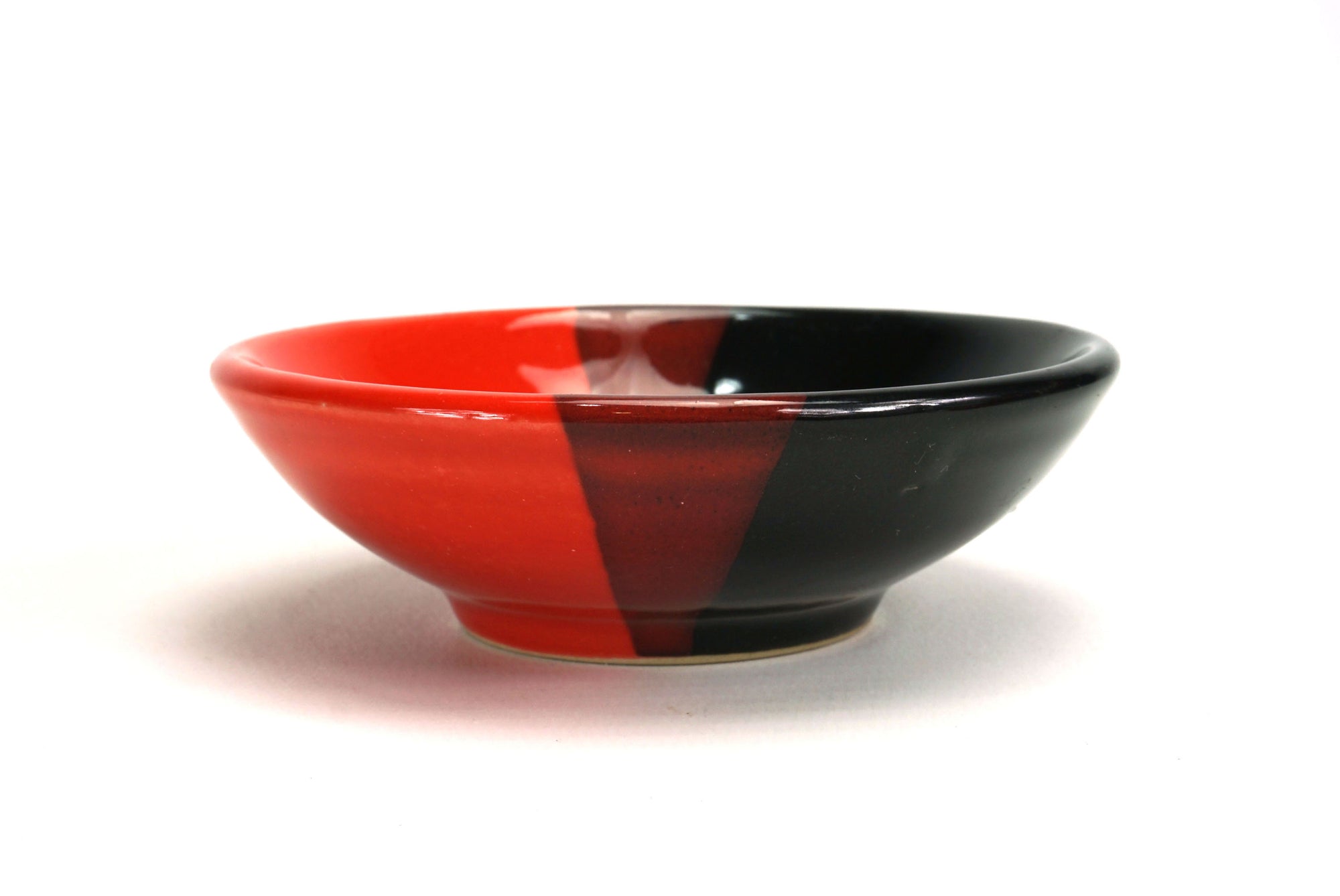 Japanese style Sushi Sashimi Soy Sauce Dipping Tray, Condiment Dish, Gloss dipped red glaze, Set of 4. - farangshop-co
