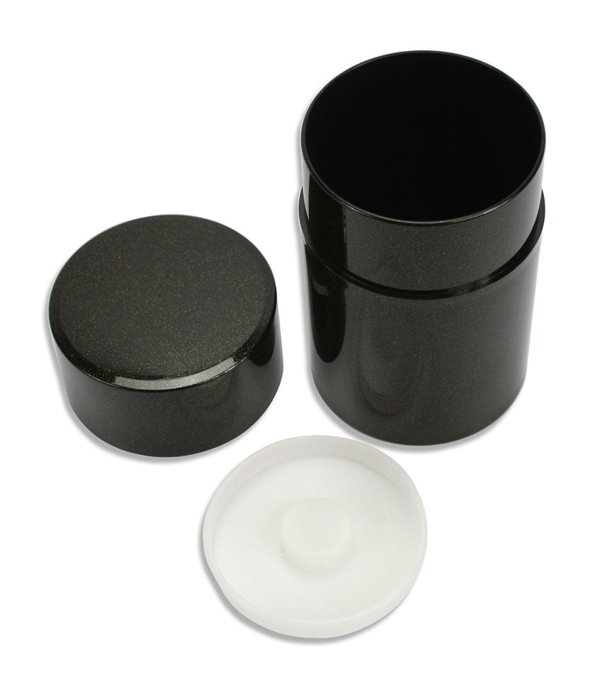 Japanese Lacquer Tea Caddy. Dark Metallic Green - farangshop-co