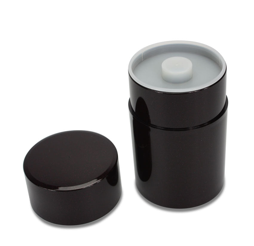 Japanese Lacquer Tea Caddy. Dark Metallic Red - farangshop-co