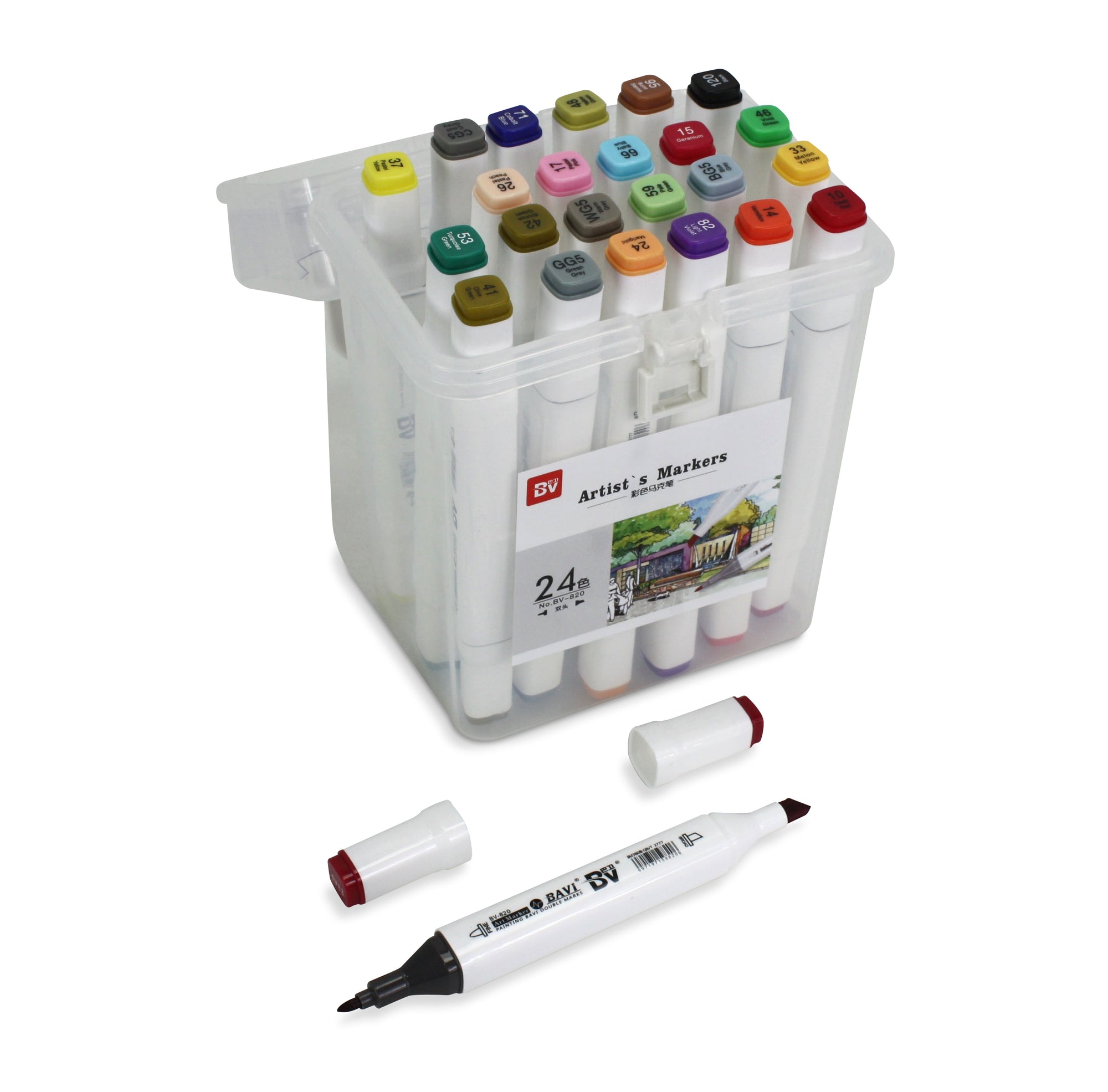 Artist's Marker Set - 24 Permanent Alcohol-based marker pens in carry case. - farangshop-co