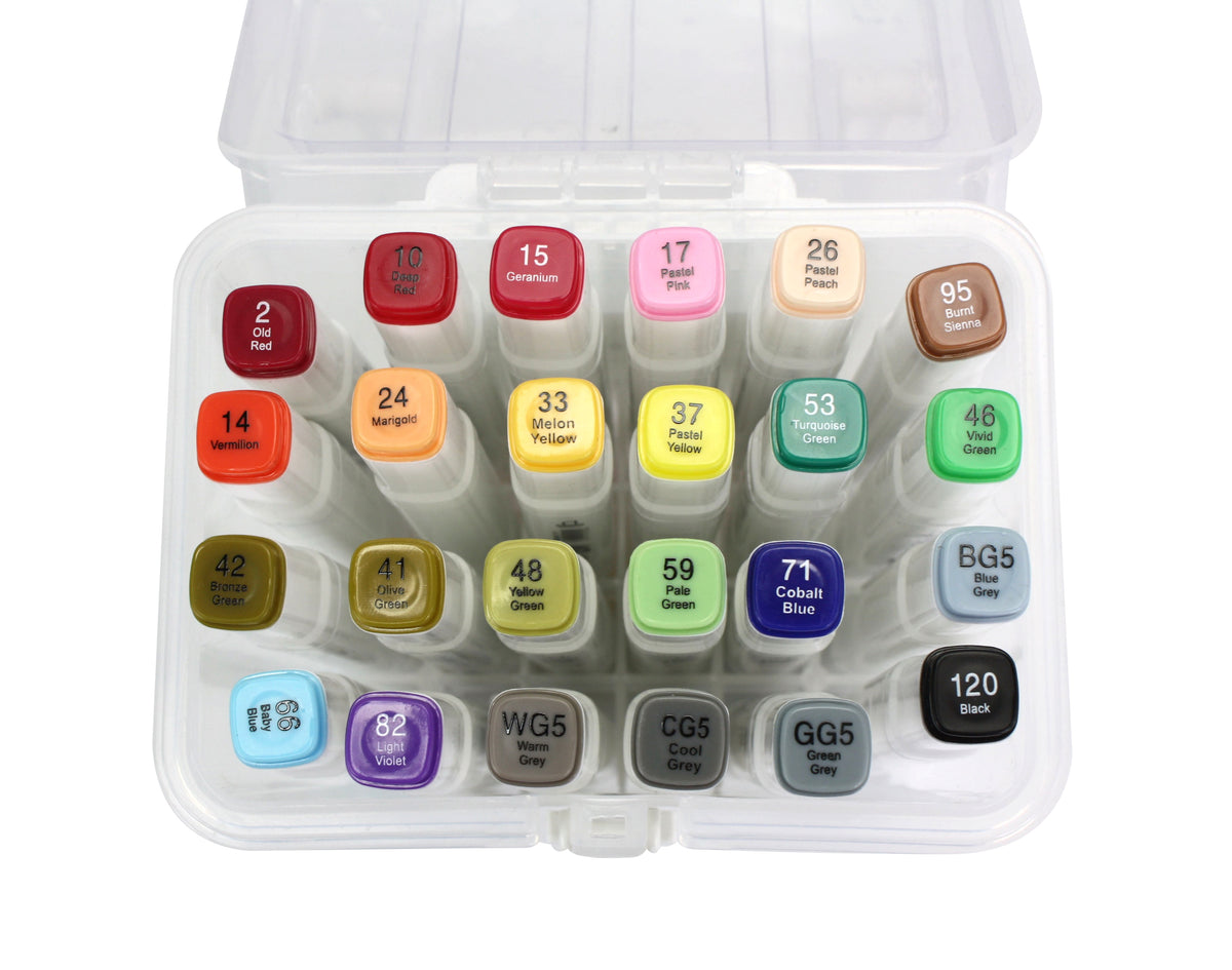 Artist&#39;s Marker Set - 24 Permanent Alcohol-based marker pens in carry case. - farangshop-co
