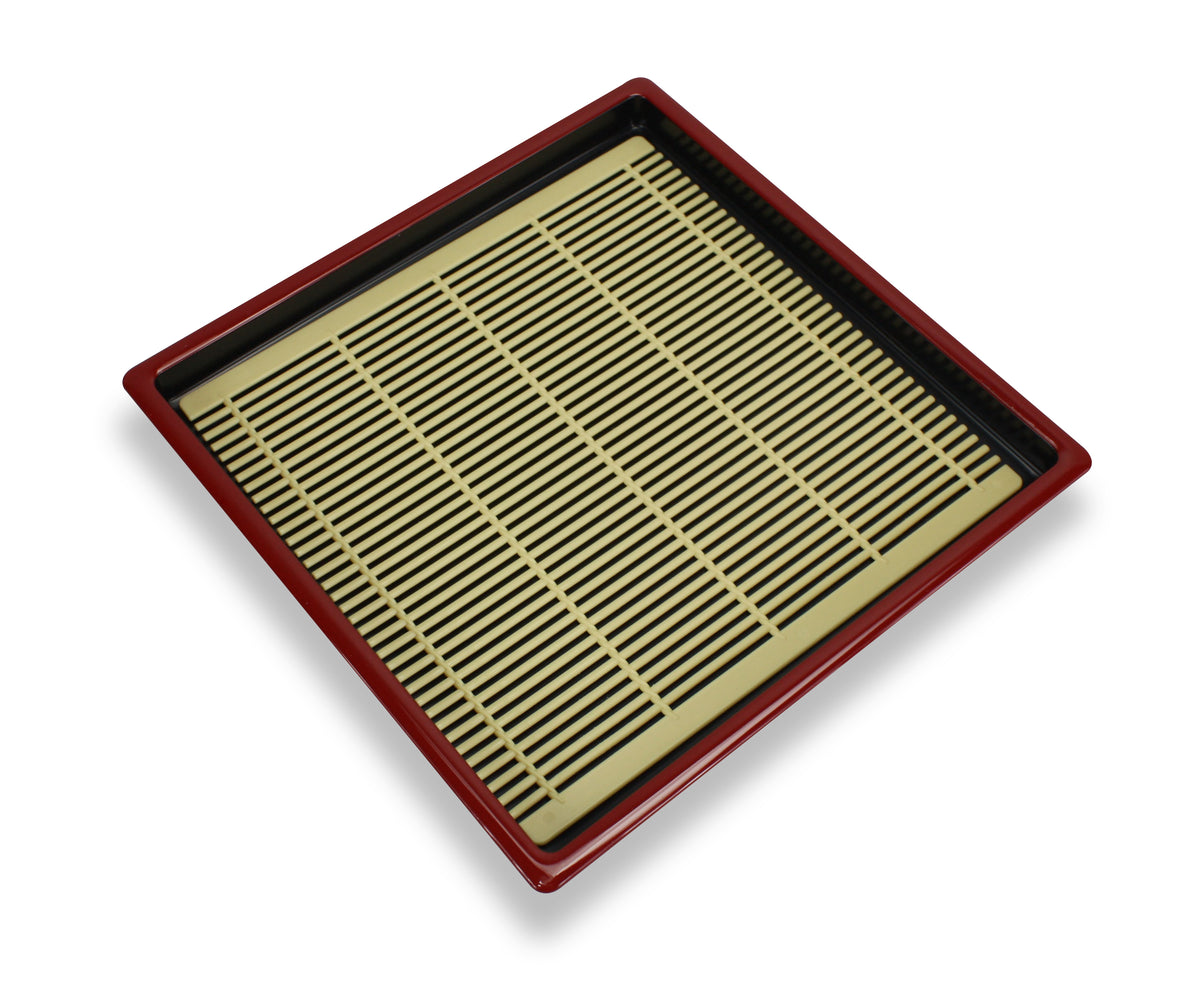 Japanese Lacquer Buckwheat Soba Noodle Tray, 19.5cm. Red edges. - farangshop-co