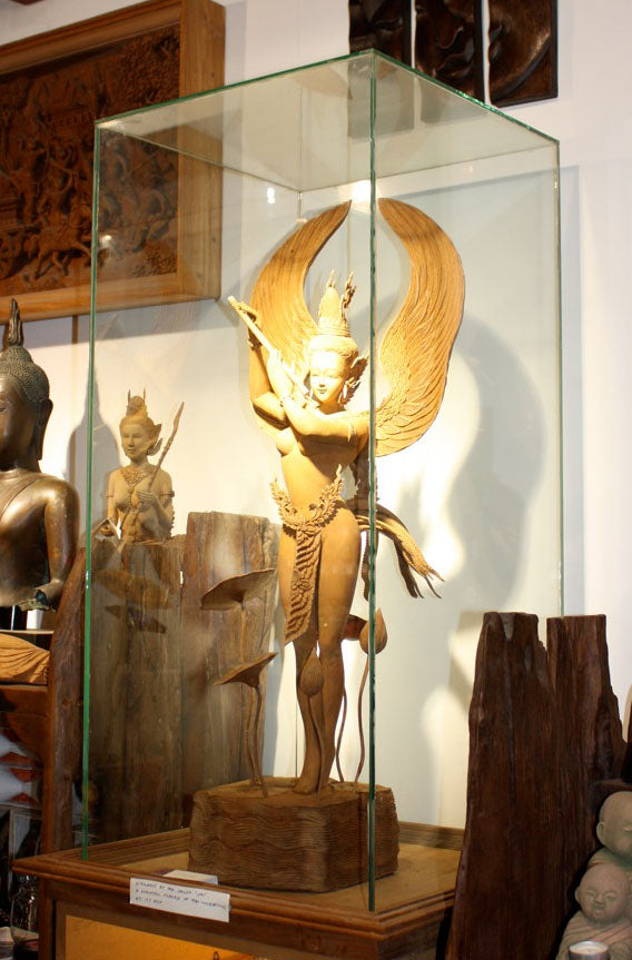 Kinaree woodcarving scupture, Thailand fine art - farangshop-co