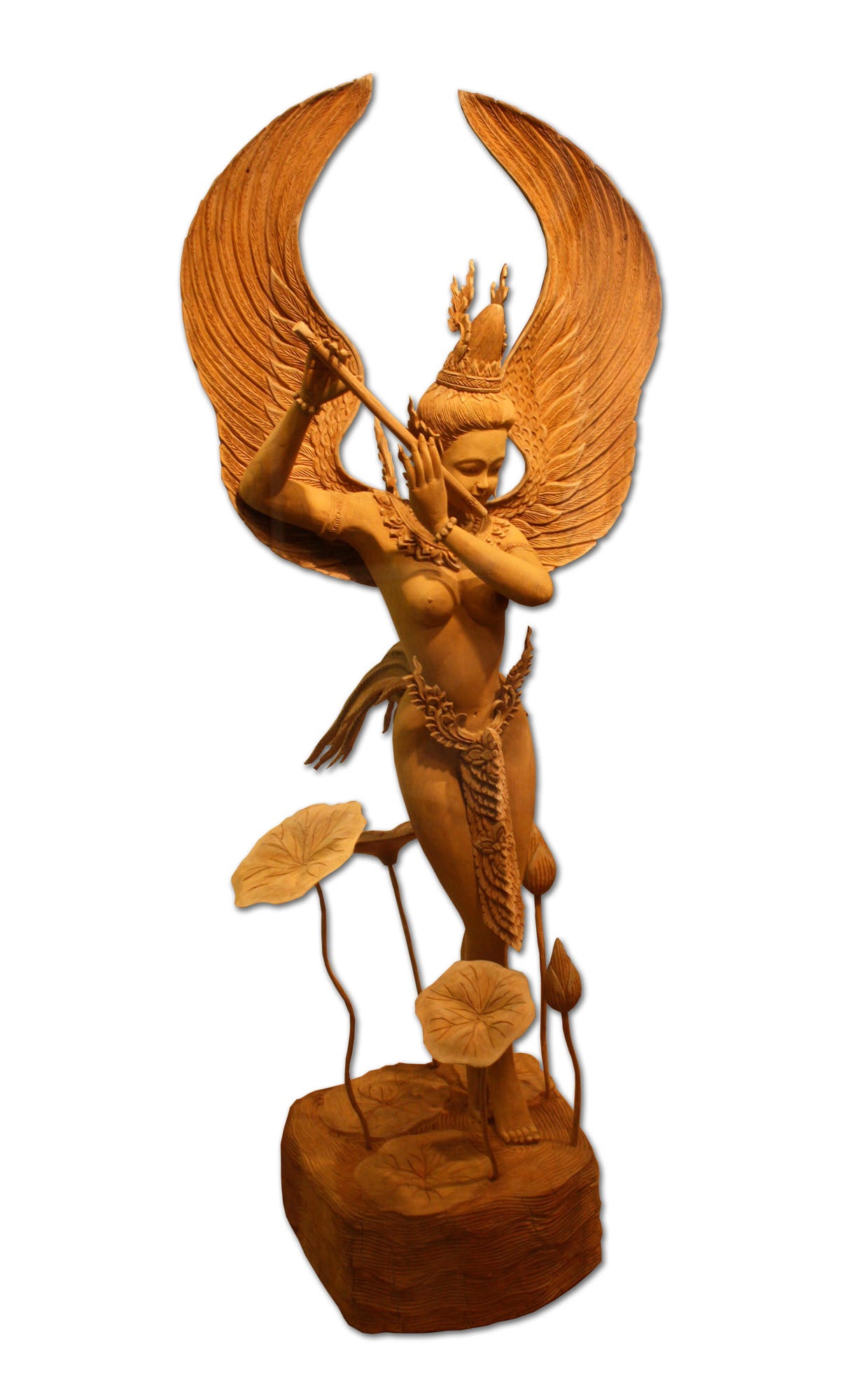 Kinaree woodcarving scupture, Thailand fine art - farangshop-co
