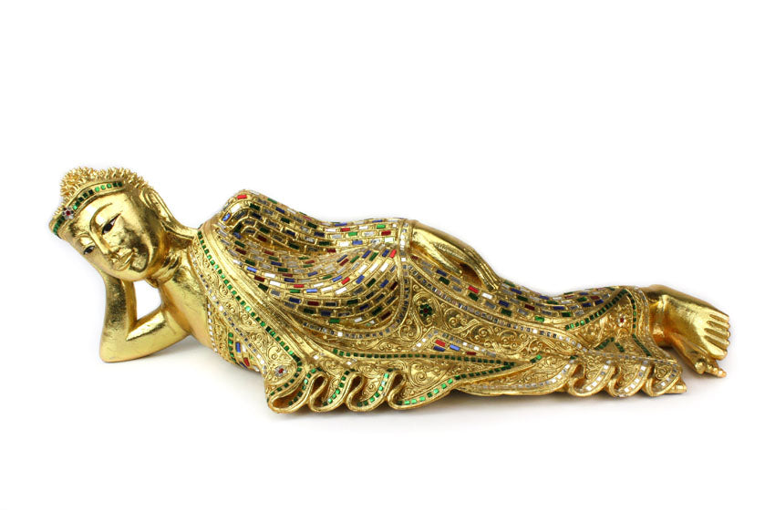 Thai Lanna style Reclining Buddha, Large approx 80cm long, SLP611 - farangshop-co