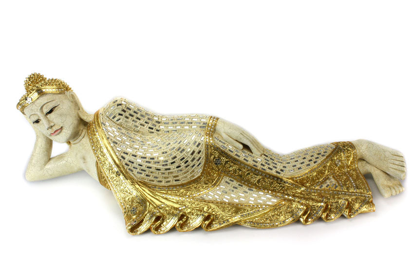 Thai Lanna style Reclining Buddha, Very Large approx 100cm long, SLP613 - farangshop-co