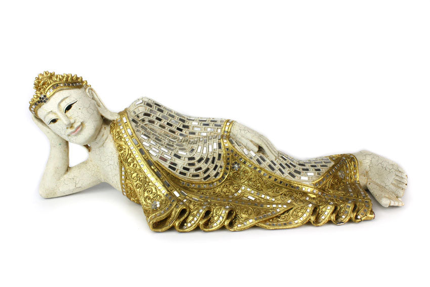 Thai Lanna style Reclining Buddha, Medium approx 60cm long, SLP607 - farangshop-co