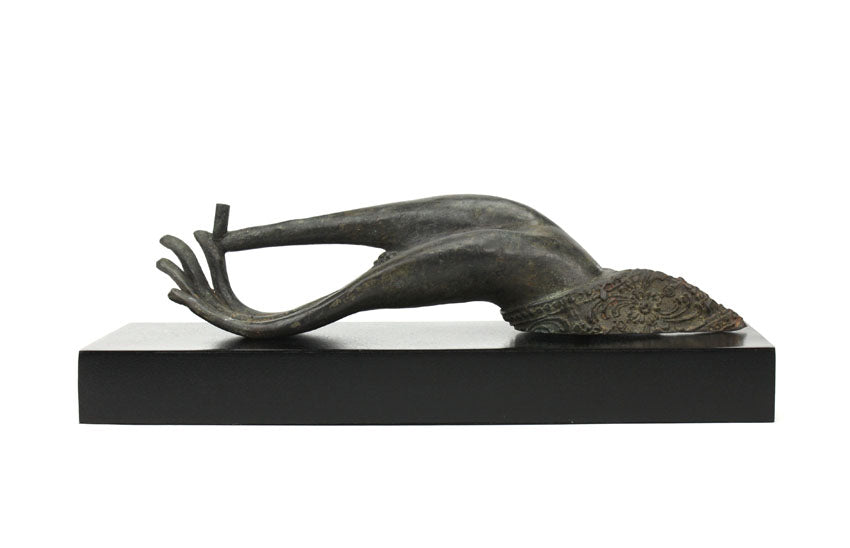 Buddha hand incense or tealight candle holder - large bronze metal - farangshop-co