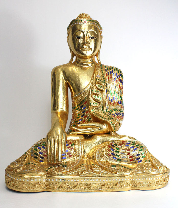 Thai gold seated Buddha, 58cm high, extra large size - farangshop-co