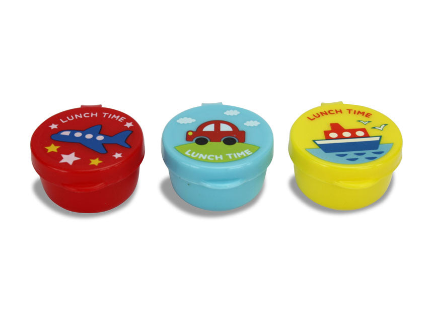 Cute Japanese Lidded Pots for Kids Bento Box Lunch - 3 Transport Designs Pack - farangshop-co