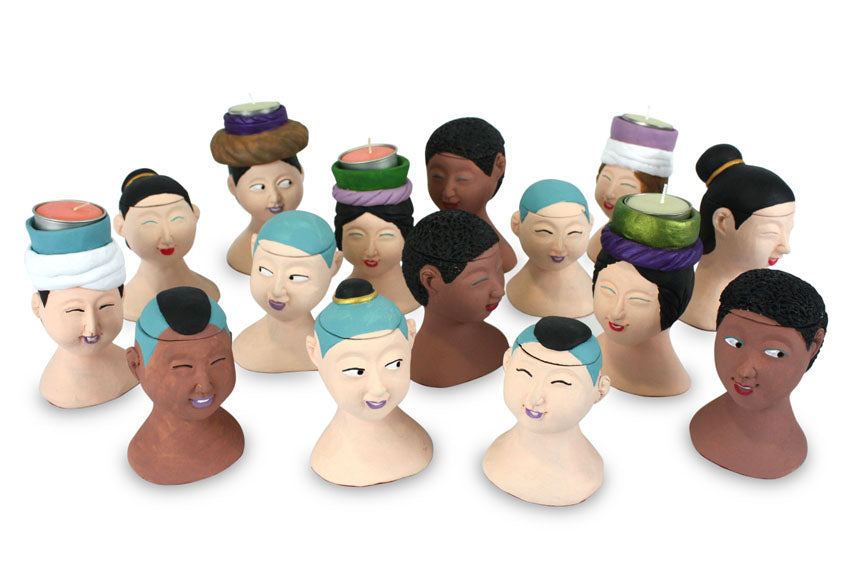 Little Heads candle holders - every one unique - farangshop-co