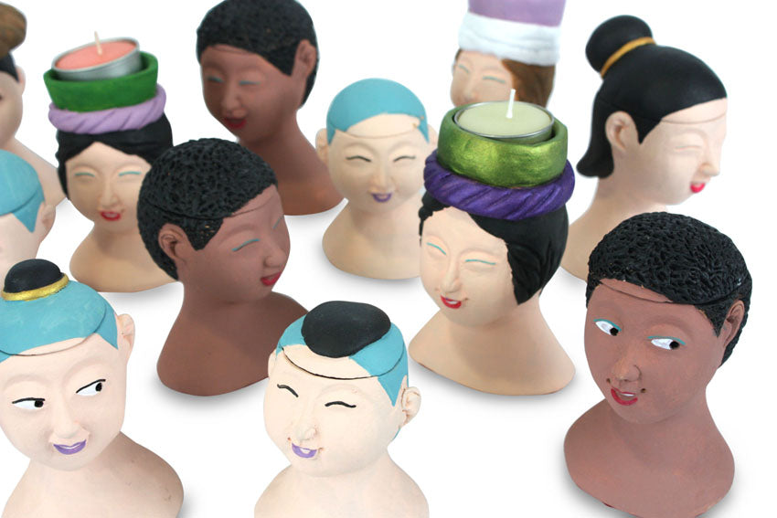 Little Heads candle holders - every one unique - farangshop-co