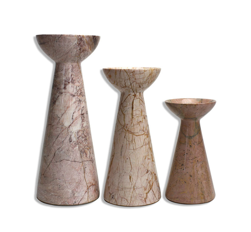 Marble candle holders, Thai - medium size - farangshop-co