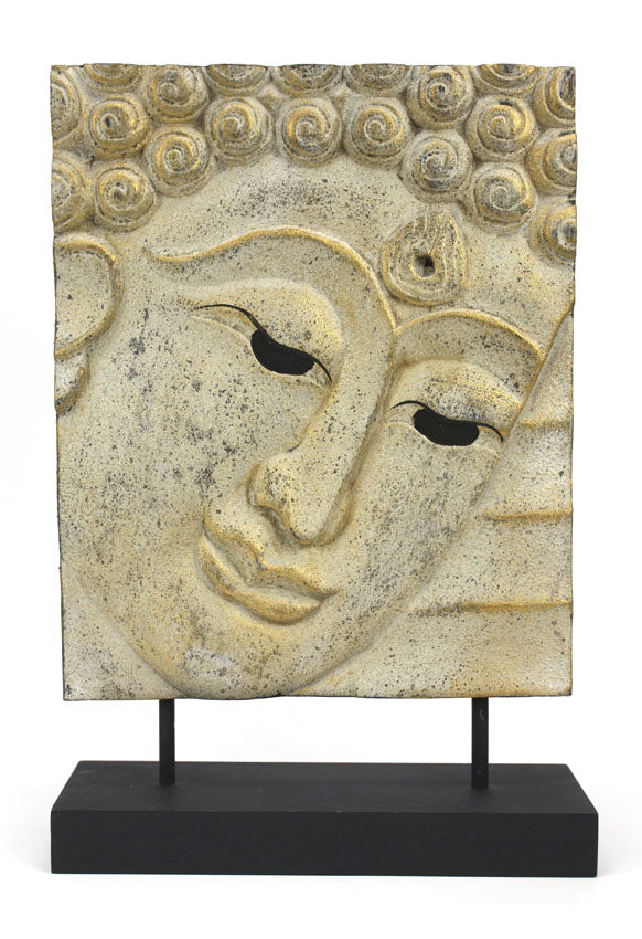 Buddha face panel on stand - medium - choice of 10 finishes - farangshop-co