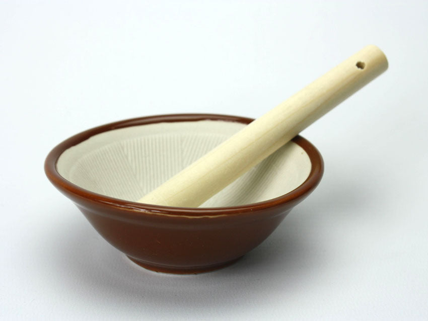Japanese Mini Mortar and Pestle Set, 10cm. Suribachi. - farangshop-co