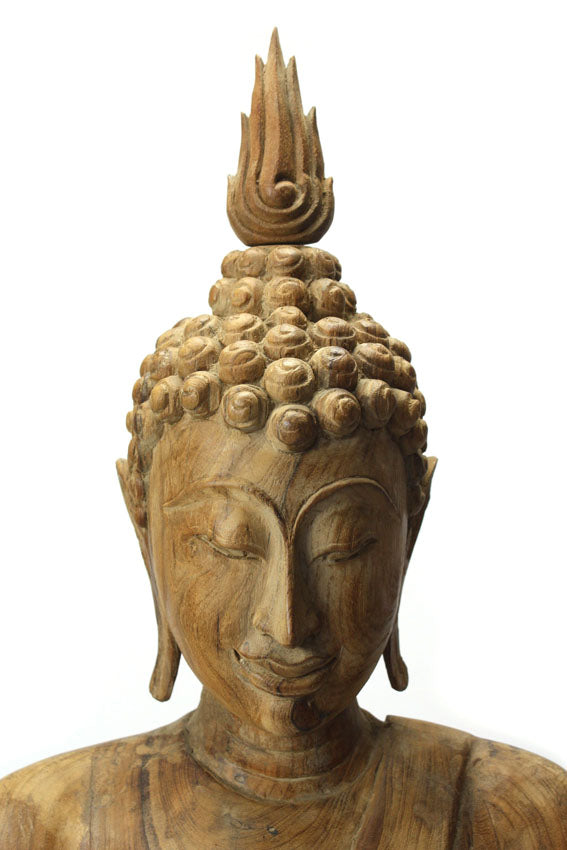 Old teak standing Buddha figure, 125cm high - farangshop-co