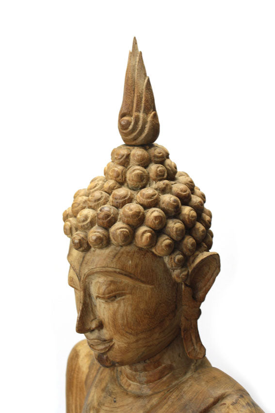 Old teak standing Buddha figure, 125cm high - farangshop-co