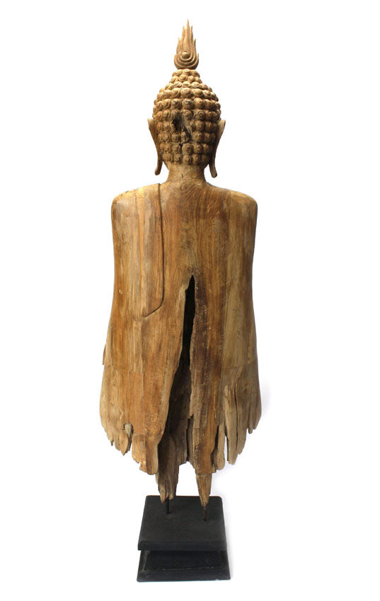 Old teak standing Buddha figure, 125cm high - farangshop-co