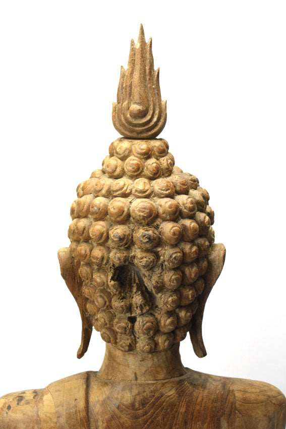 Old teak standing Buddha figure, 125cm high - farangshop-co