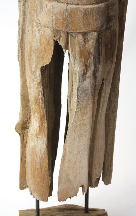 Old teak standing Buddha figure, 110cm high - farangshop-co