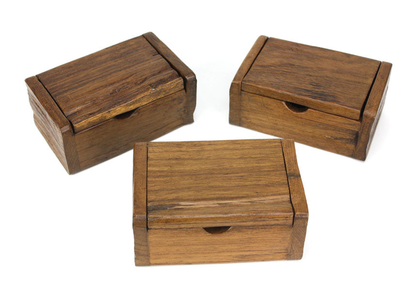 Reclaimed teak wood business card box, B - farangshop-co