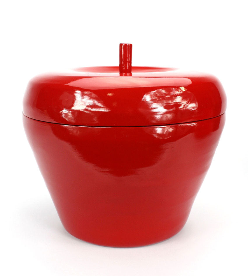 Contemporary Thai lacquerware - Red Apple Design - 3 Sizes - farangshop-co