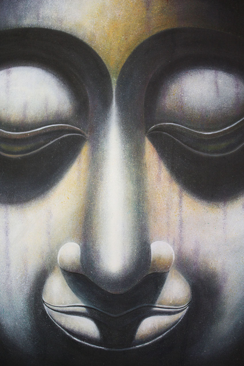 Serene Buddha face painting, 110cm x 81cm - farangshop-co
