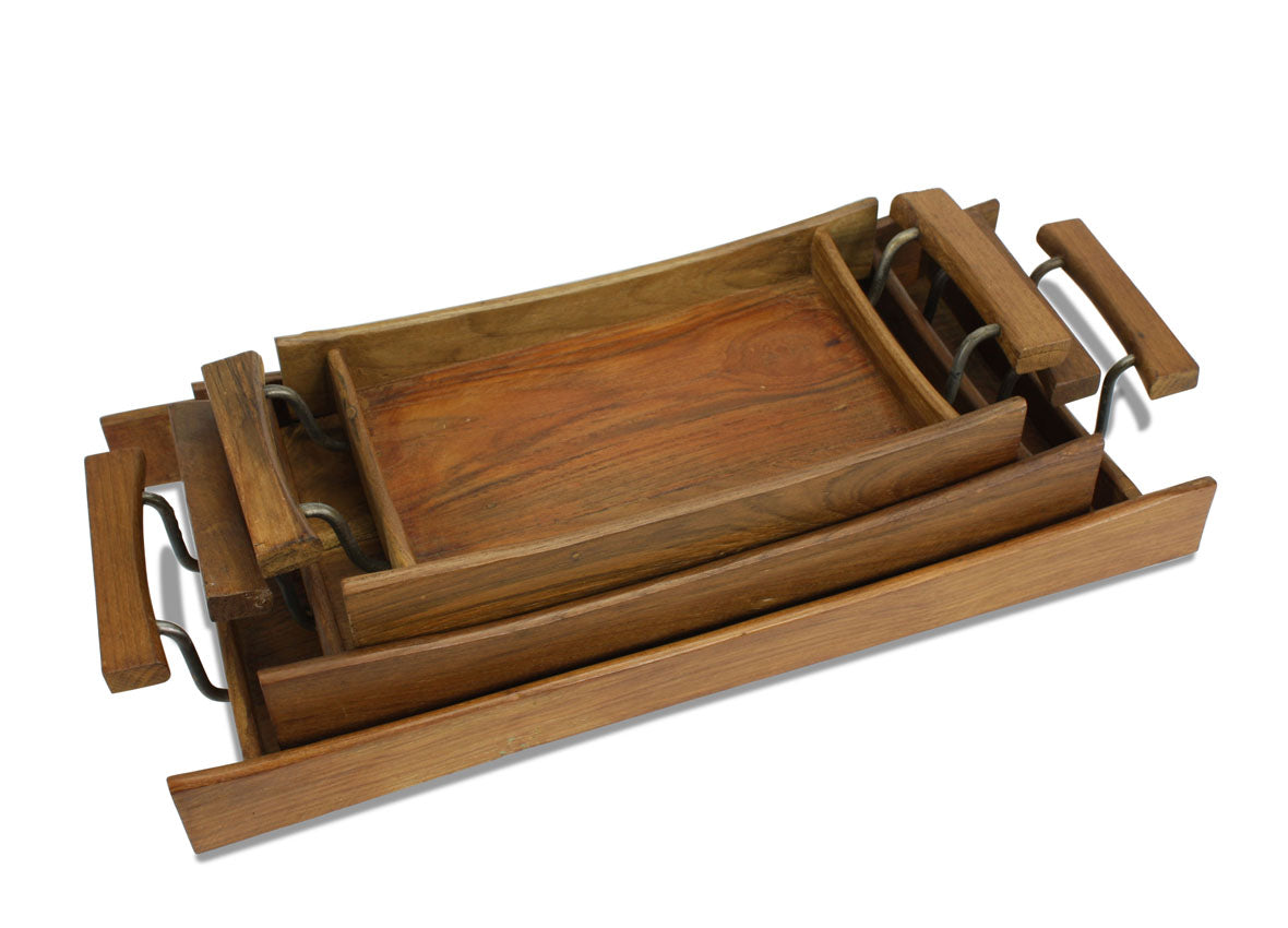 Reclaimed Teak Wood Tray - 3 sizes - farangshop-co