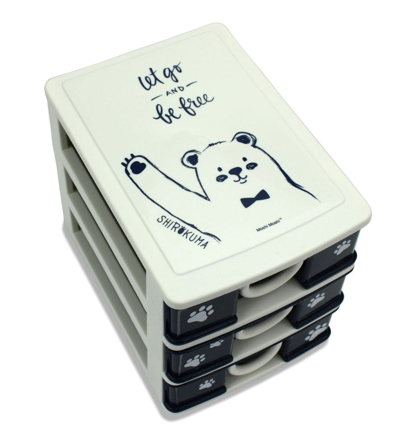 Shirokuma 3 drawer mini storage unit, desk tidy, desk organiser - farangshop-co