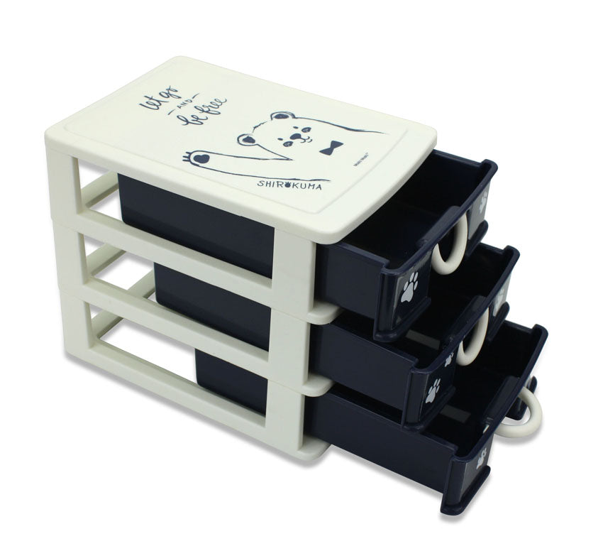 Shirokuma 3 drawer mini storage unit, desk tidy, desk organiser - farangshop-co