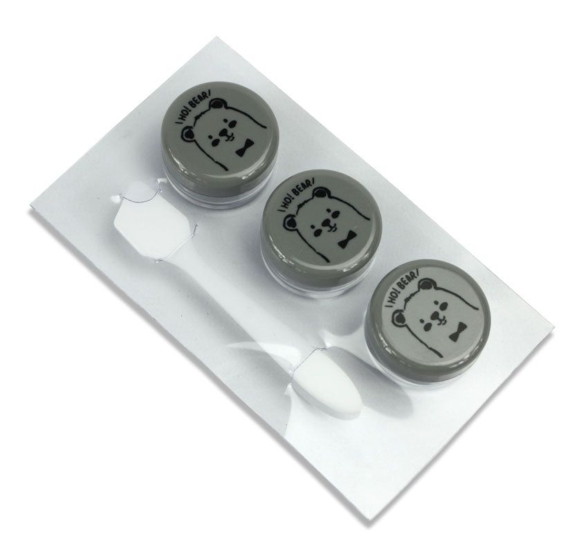 Shirokuma Kids Sauce Pots for Lunchbox by Moshi Moshi, Grey 3 Pack x 3cm with spoon - farangshop-co