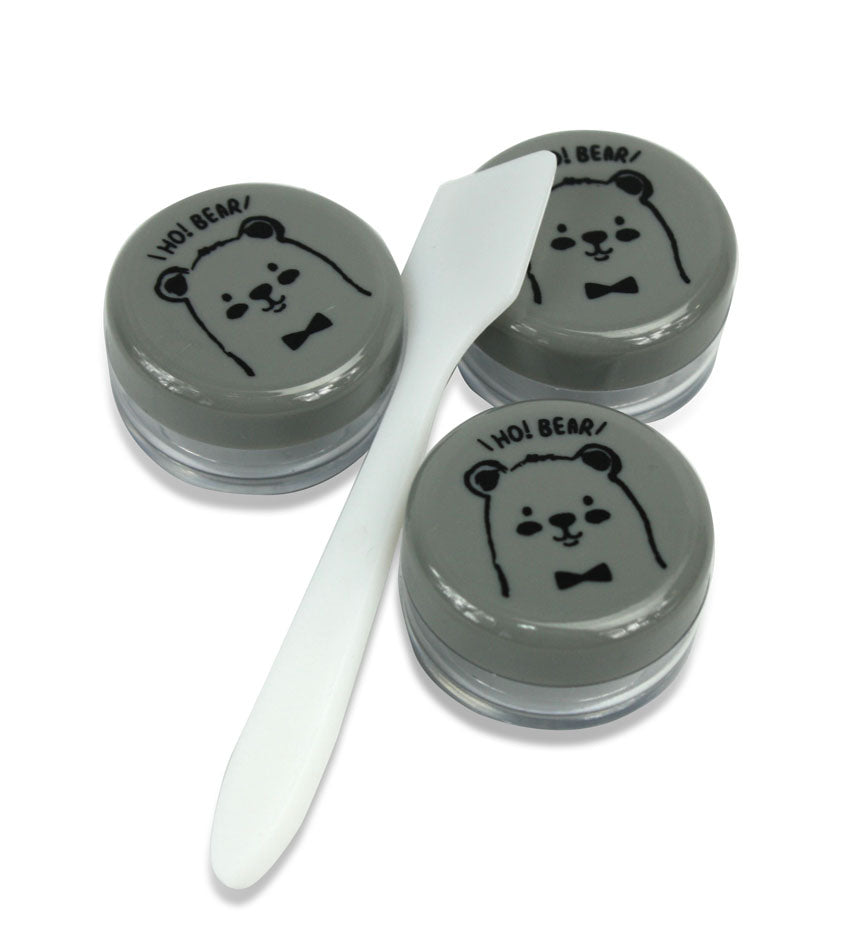 Shirokuma Kids Sauce Pots for Lunchbox by Moshi Moshi, Grey 3 Pack x 3cm with spoon - farangshop-co