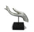 Buddha hand sculpture on stand - horizontal. Cracked Silver Colour. - farangshop-co