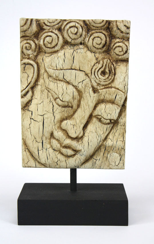 Buddha face panel on stand - small - choice of finishes - farangshop-co