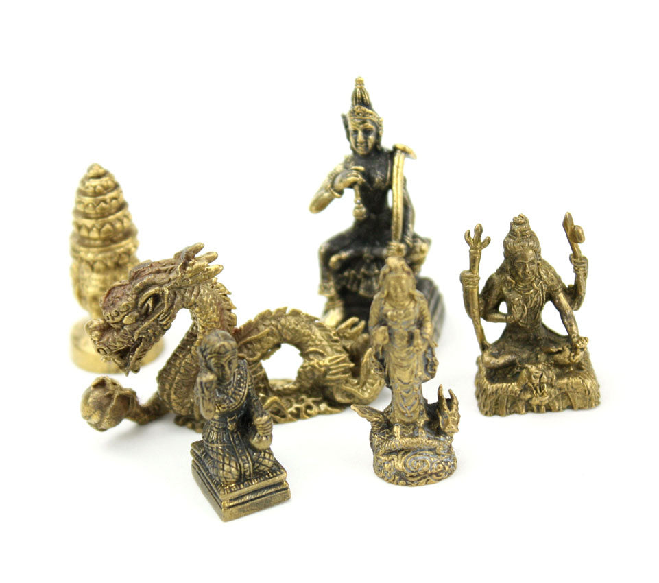 Small Brass Metal Buddhist and Hindu Deity Amulets - Statues, Up to 4cm high, Selection to Choose from - farangshop-co