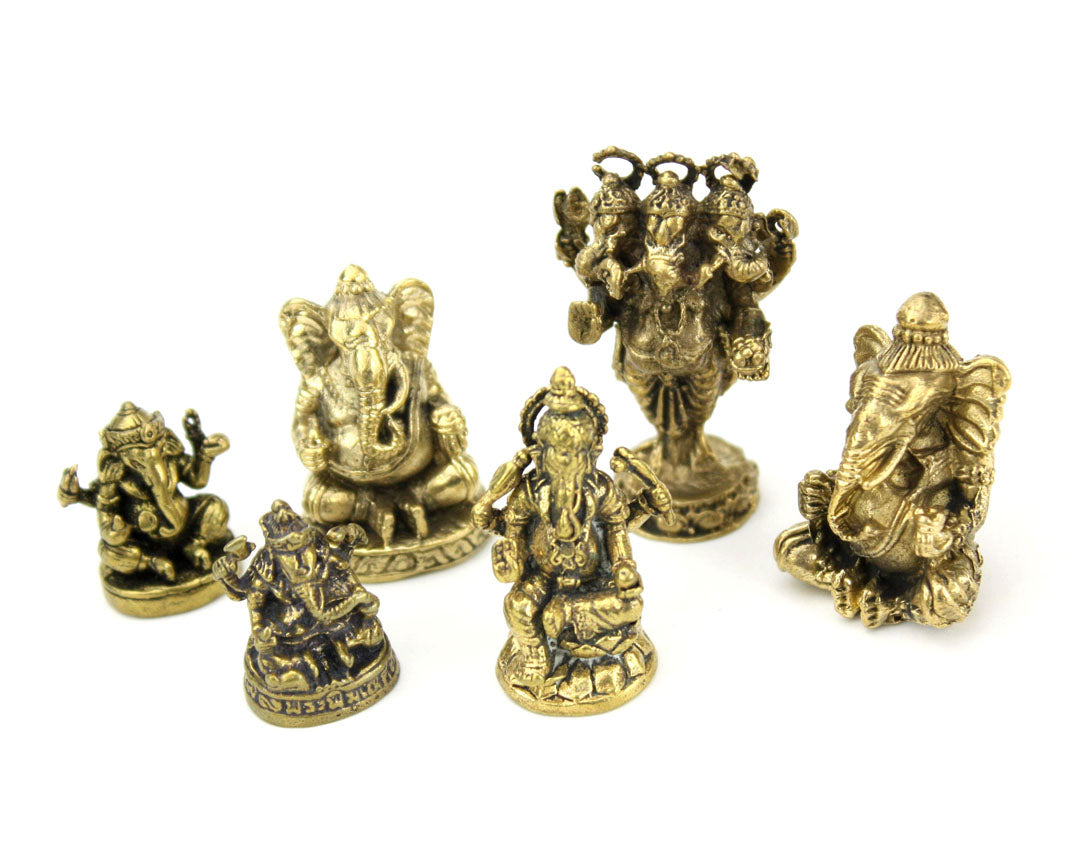 Small Brass Metal Ganesh Statues - Amulets, 2cm - 4cm high, Selection to Choose from - farangshop-co