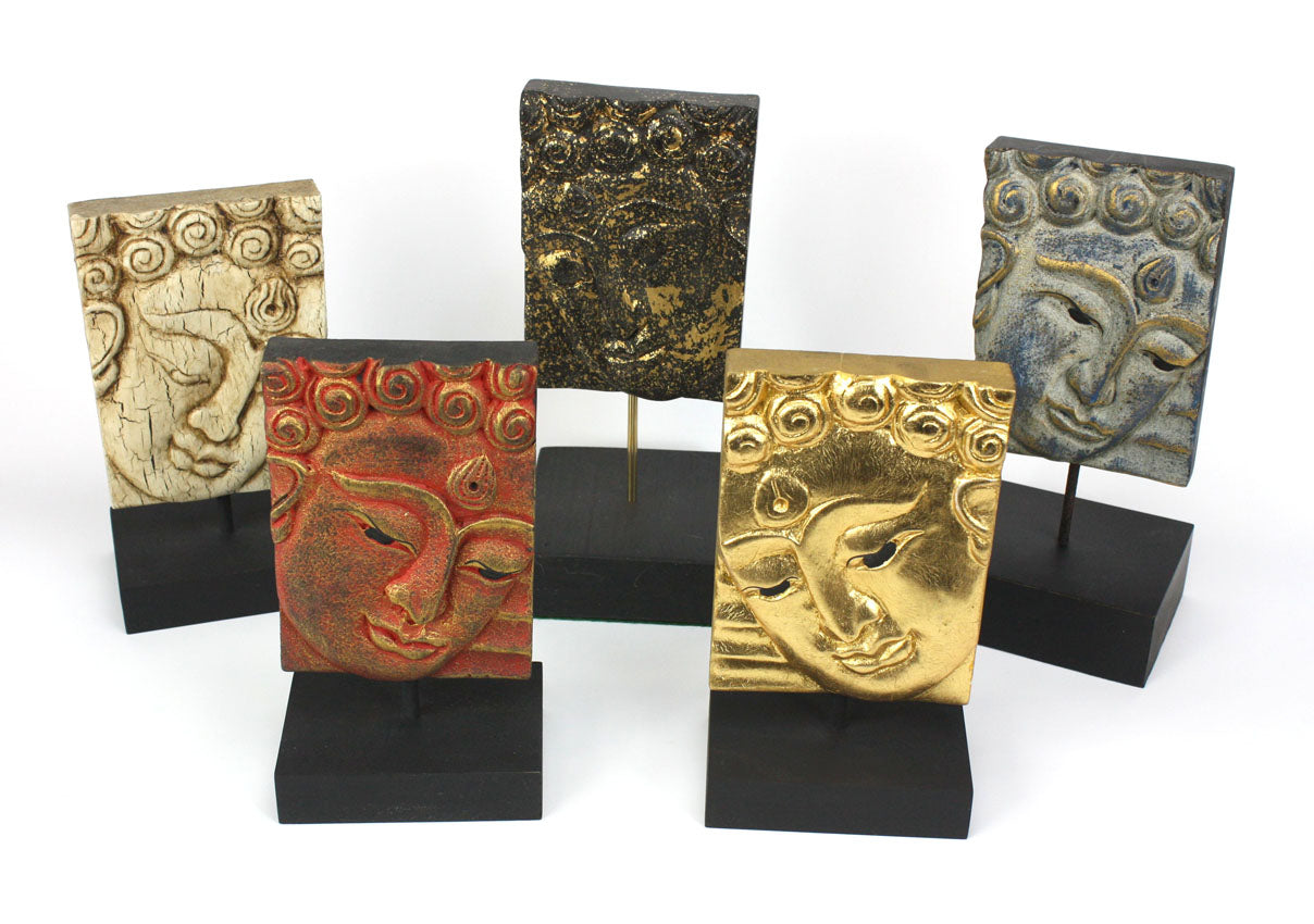 Buddha face panel on stand - small - choice of finishes - farangshop-co